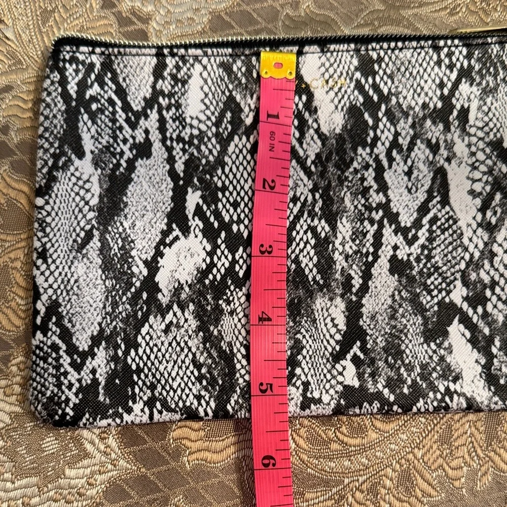 Ruby and Cash Black and White Snake Print Clutch Pouch Makeup Bag